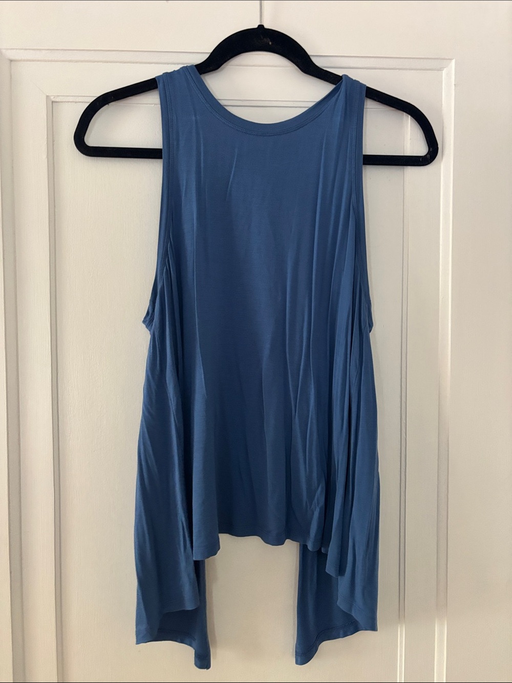 Women's Blue Draped Sleeveless Tank Top